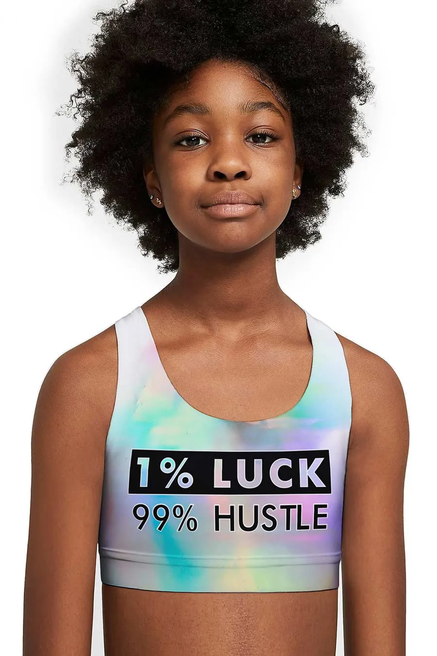 1% Luck 99% Hustle Stella Seamless Racerback Sport Bra Crop Top - Kids