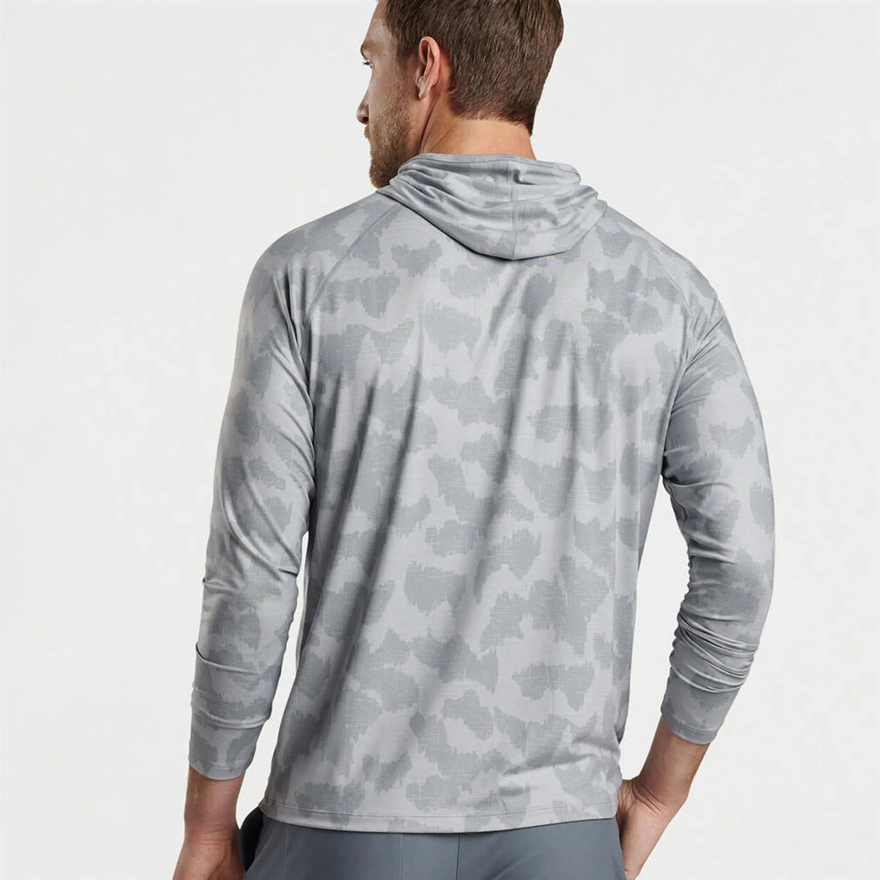 Aurora Windowpane Camo Performance T-Shirt Hoodie Gale Grey - AW24