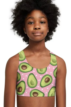 Avocardio Stella Avocado Seamless Racerback Sports Bra Crop Top - Kids