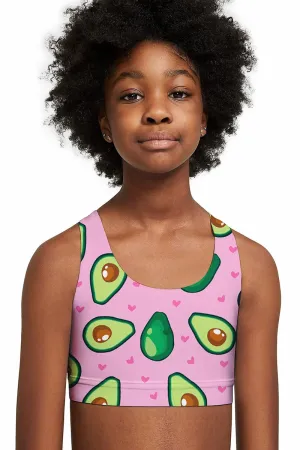 Avocuddle Stella Avocado Seamless Racerback Sports Bra Crop Top - Kids