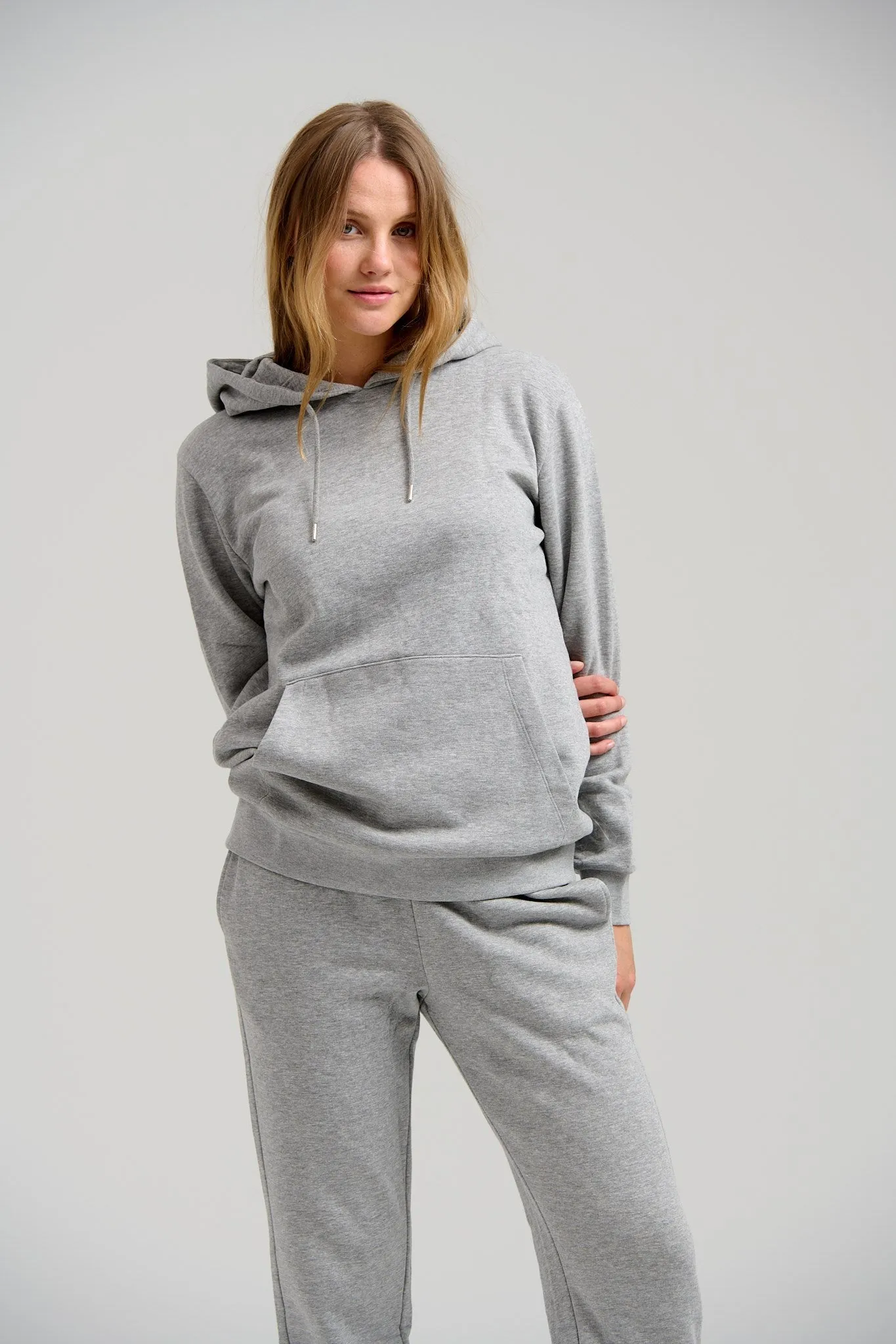 Basic Hoodie Sweat -  Light Grey Melange