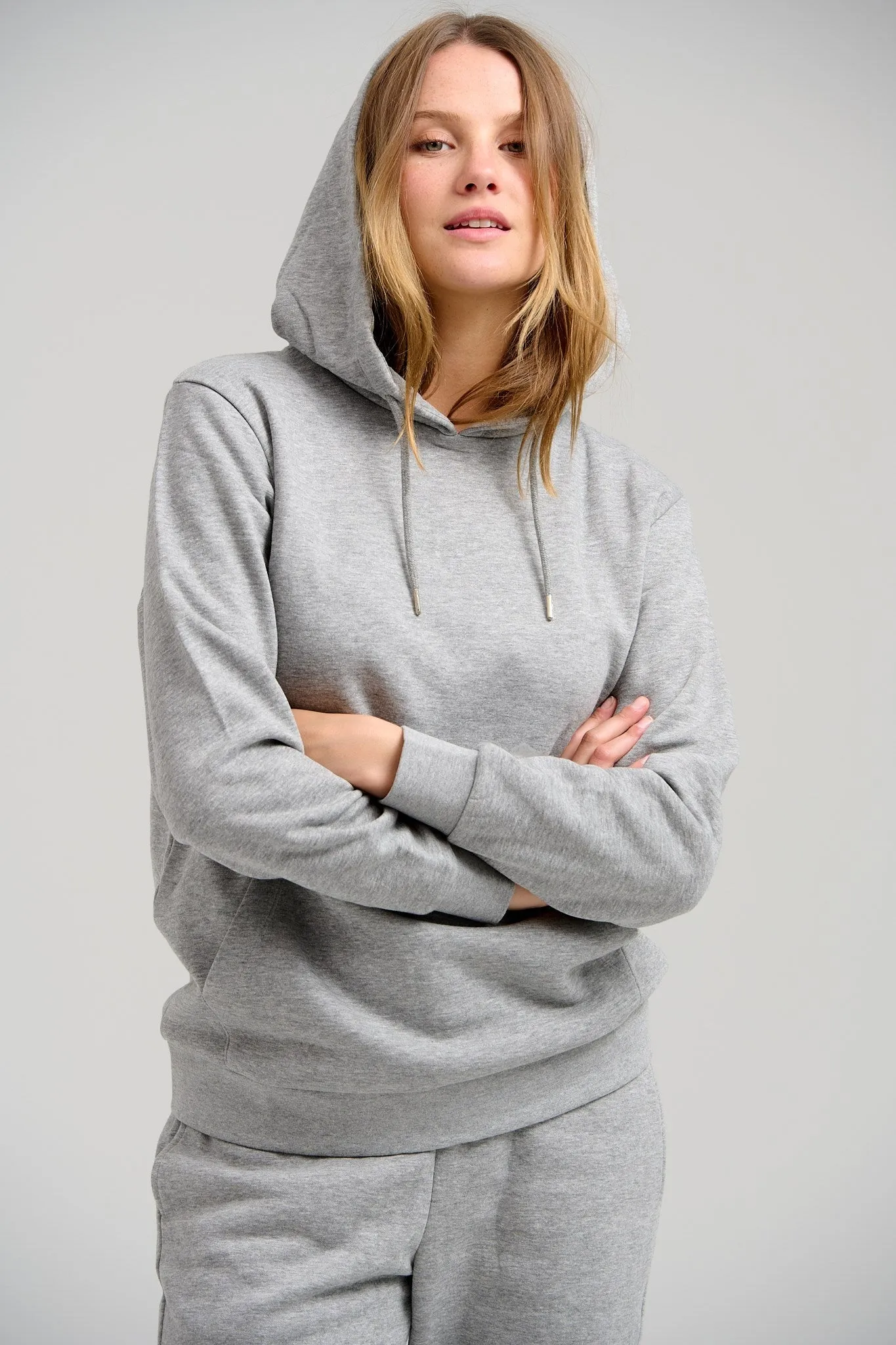 Basic Hoodie Sweat -  Light Grey Melange