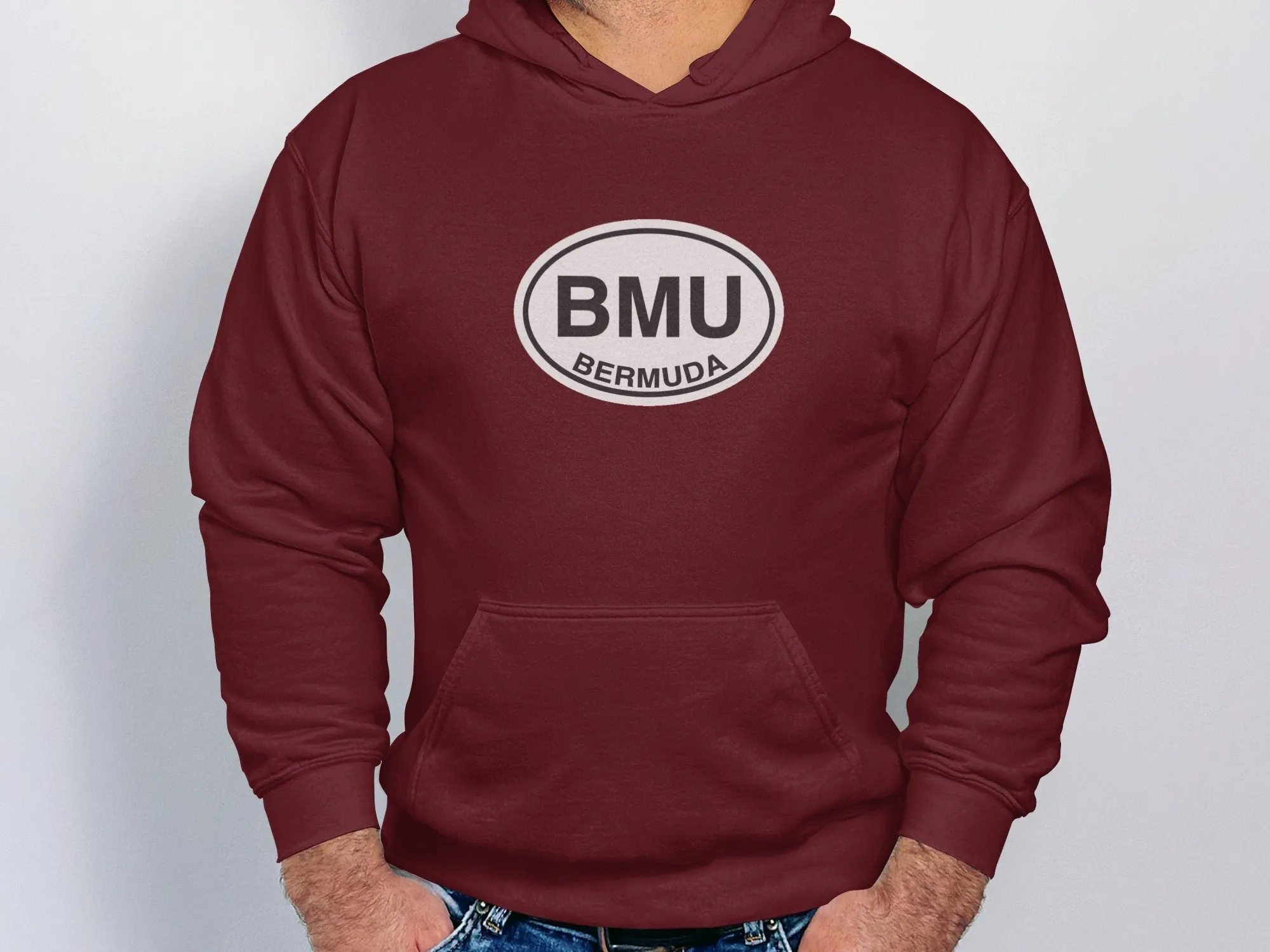 Bermuda Mens Hoodie - Cozy Apparel for Pink Sand Beach Vibes