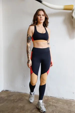 Black Colorblock High Waist Active Yoga Legging /2-3-1-1