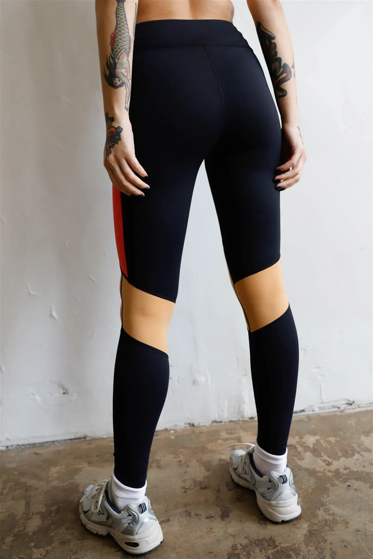 Black Colorblock High Waist Active Yoga Legging /2-3-1-1