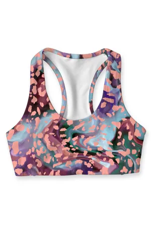 Bora Bora Stella Watercolor Seamless Racerback Sport Yoga Bra - Women