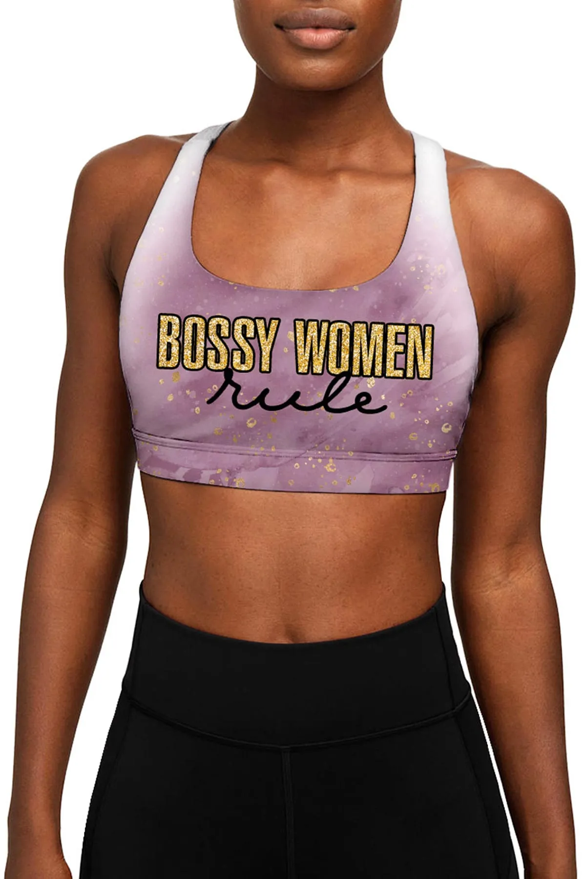 Bossy Women Rule Stella Seamless Racerback Sport Yoga Bra - Women