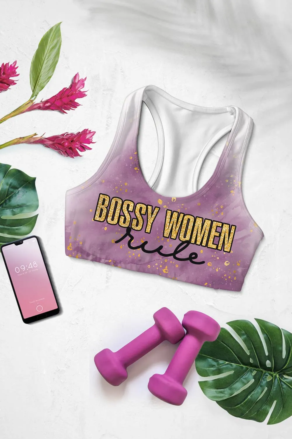 Bossy Women Rule Stella Seamless Racerback Sport Yoga Bra - Women