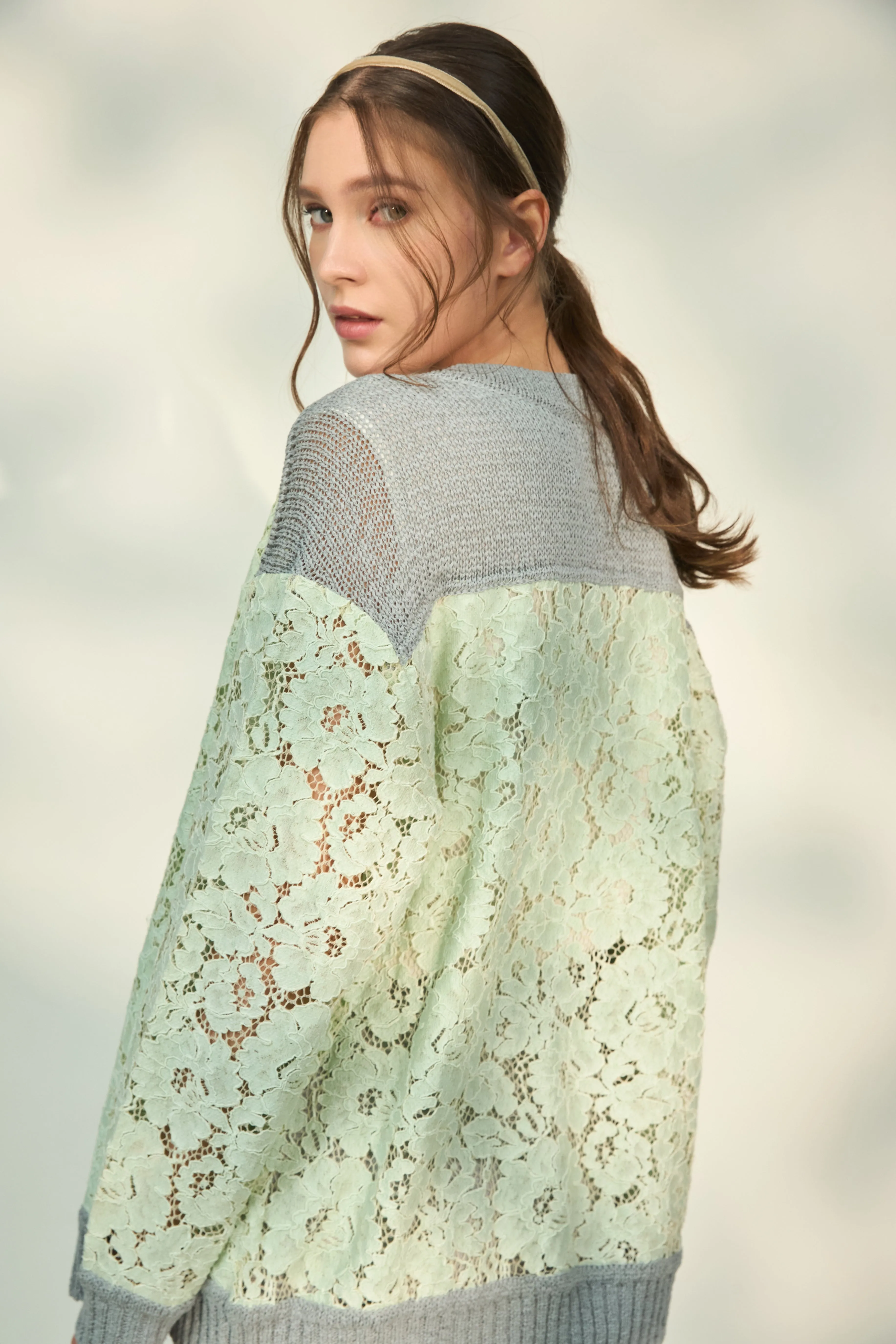 BOUSSOLE Lace Jacquard Cardigan