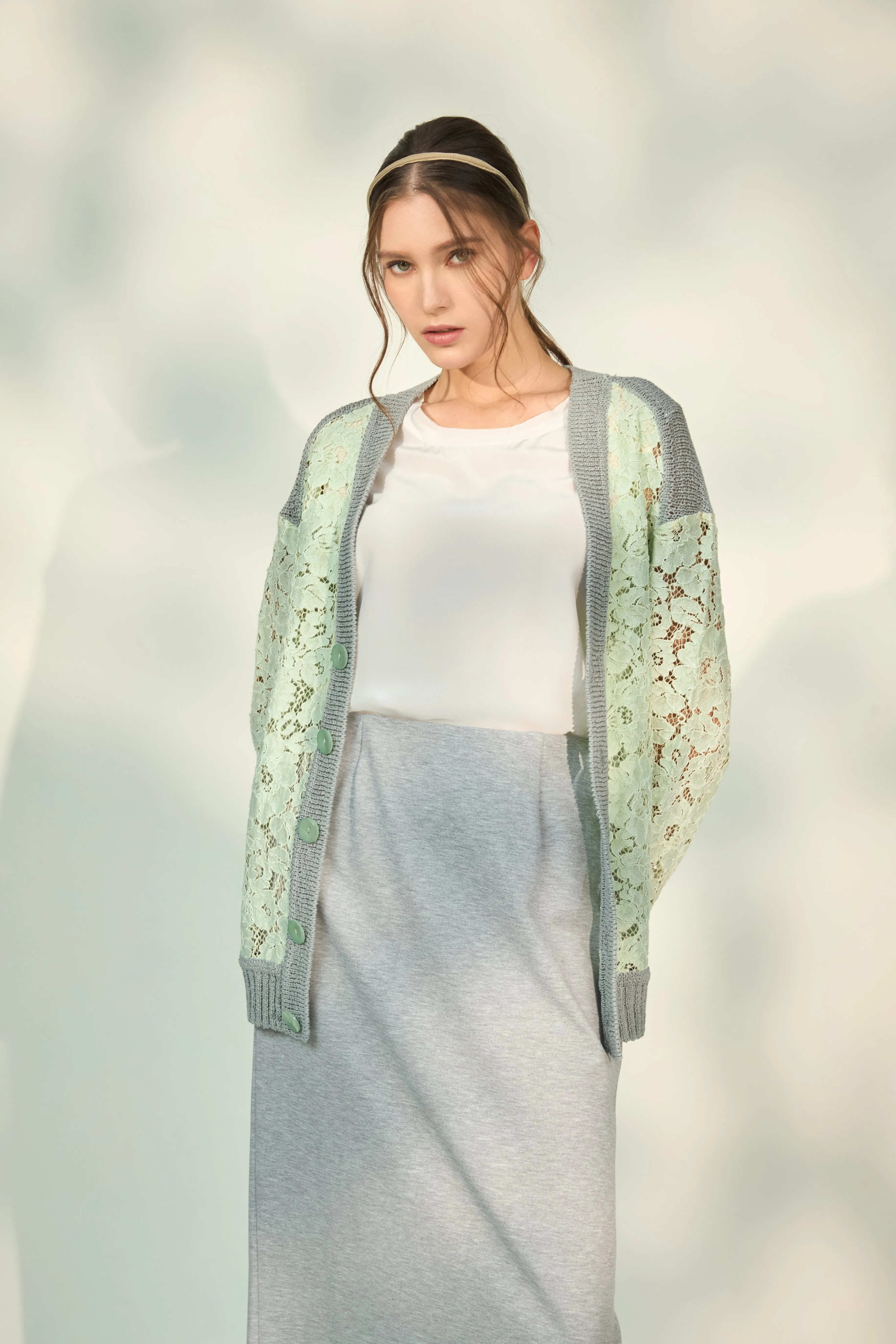 BOUSSOLE Lace Jacquard Cardigan