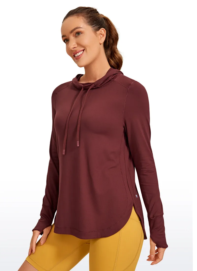 Brushed Feeling Long Sleeves Hoodie with Thumbhole