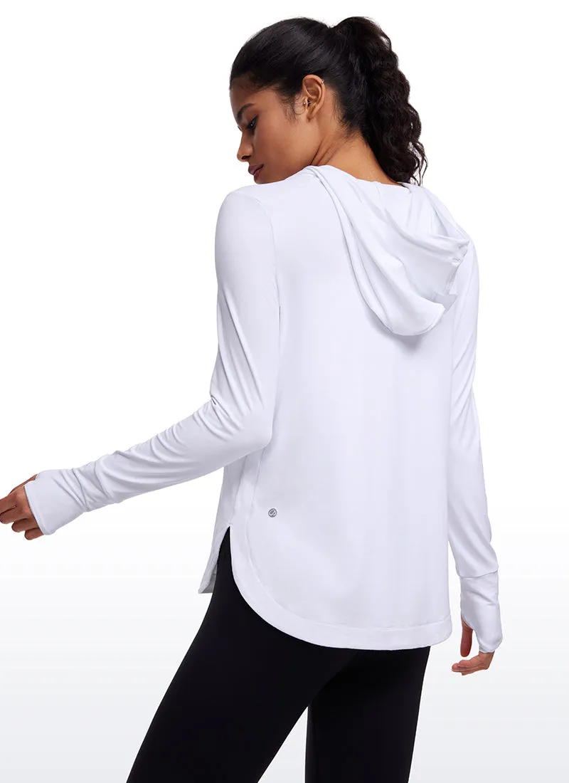 Brushed Feeling Long Sleeves Hoodie with Thumbhole