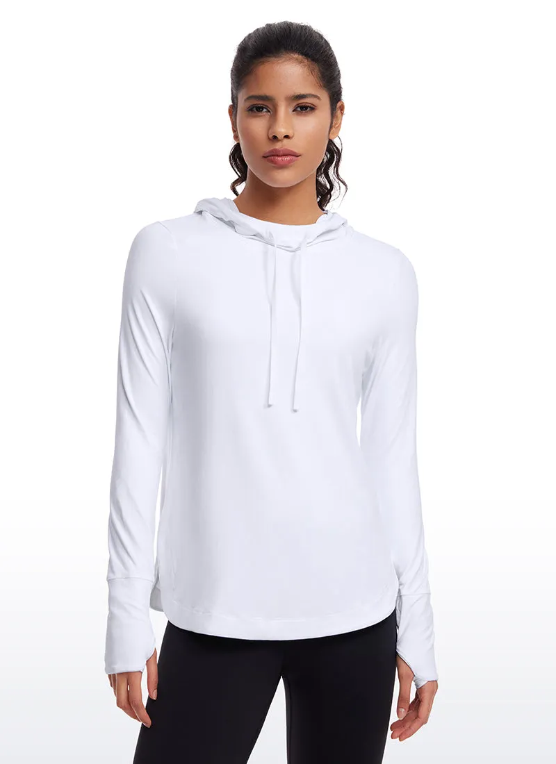 Brushed Feeling Long Sleeves Hoodie with Thumbhole