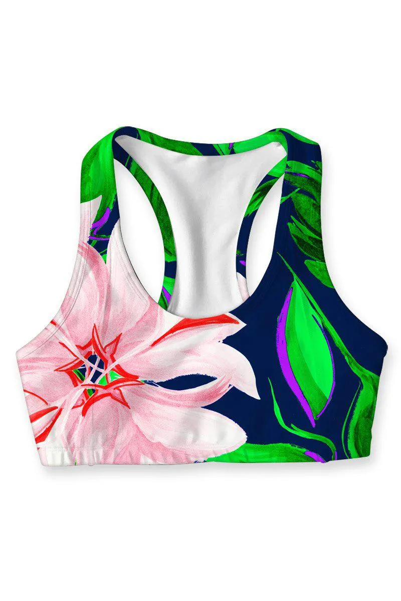 BUY 1 GET 4 FREE! Flower Child Stella Printed Seamless Racerback Sport Yoga Bra - Women