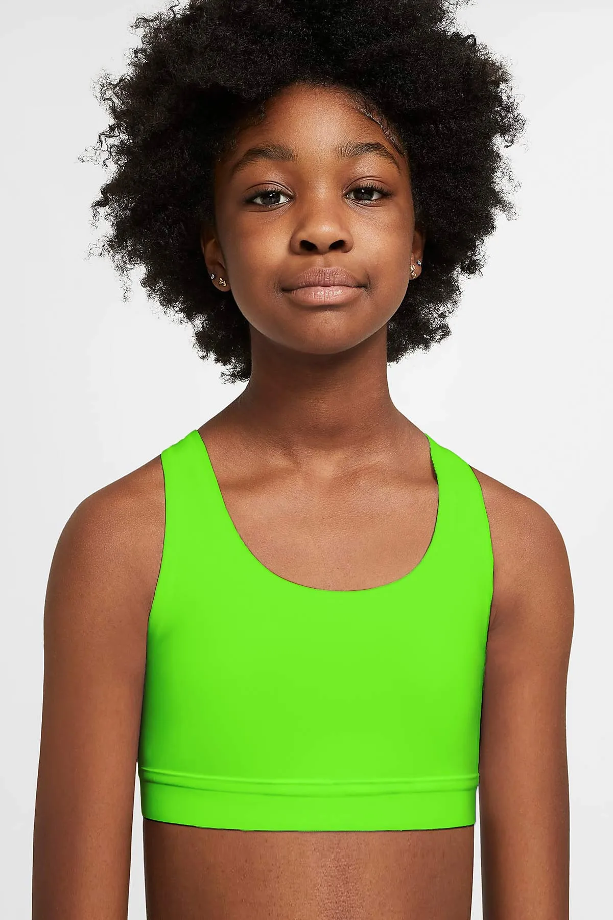 BUY 1 GET 4 FREE! Neon Green UV 50  Stella Lime Seamless Sports Bra Crop Top - Kids