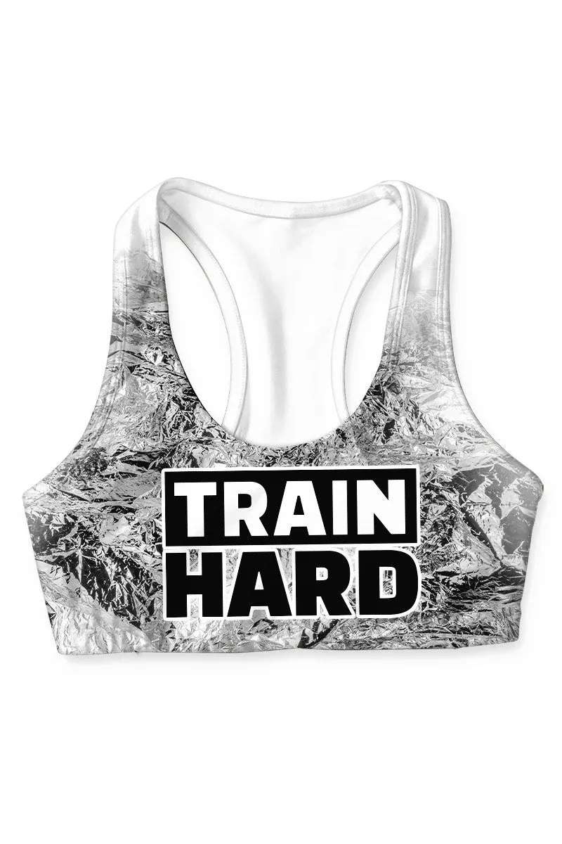 BUY 1 GET 4 FREE! Train Hard Stella White Black Seamless Racerback Sports Bra - Women