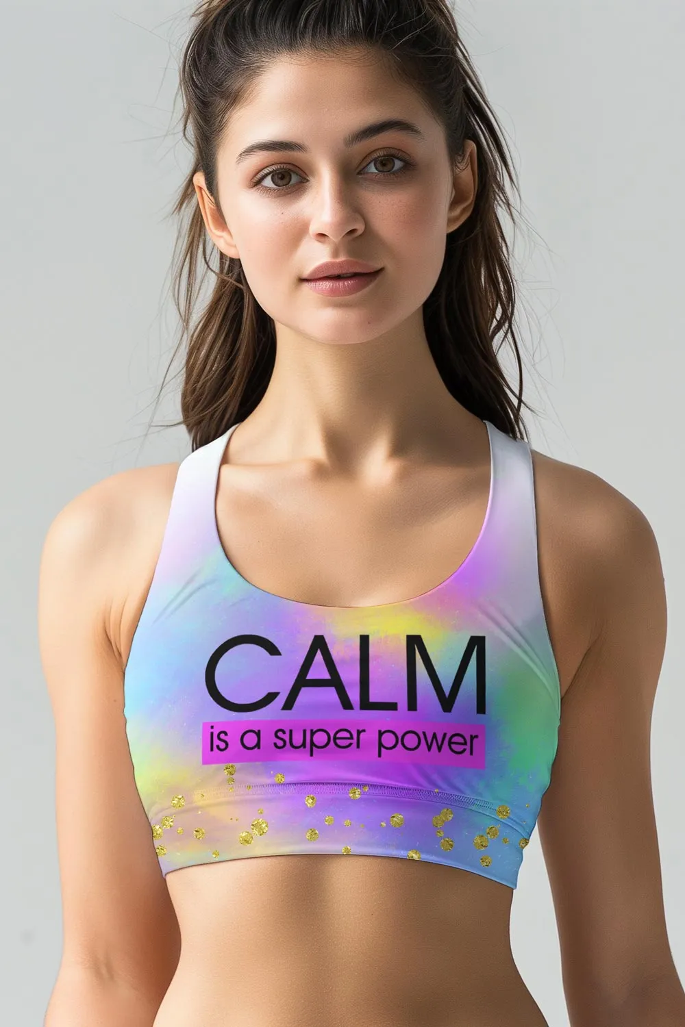 Calm is a Super Power Stella Seamless Racerback Sport Yoga Bra - Women