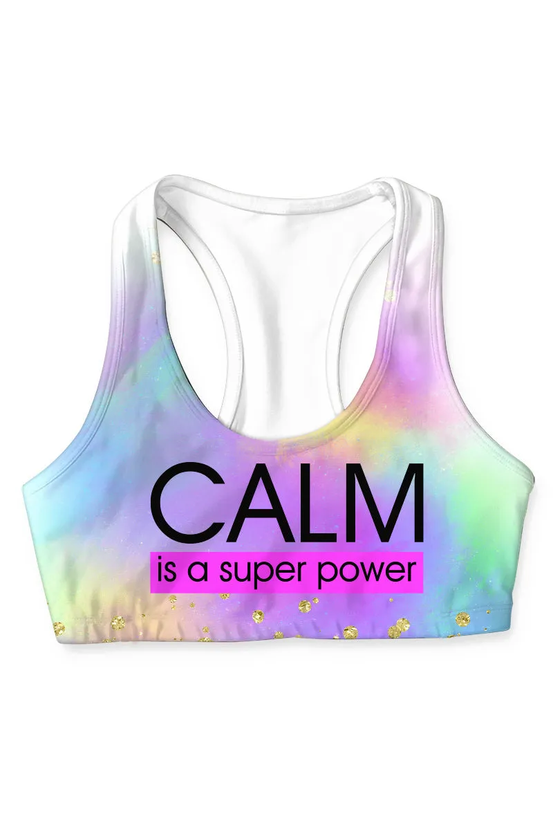 Calm is a Super Power Stella Seamless Racerback Sport Yoga Bra - Women