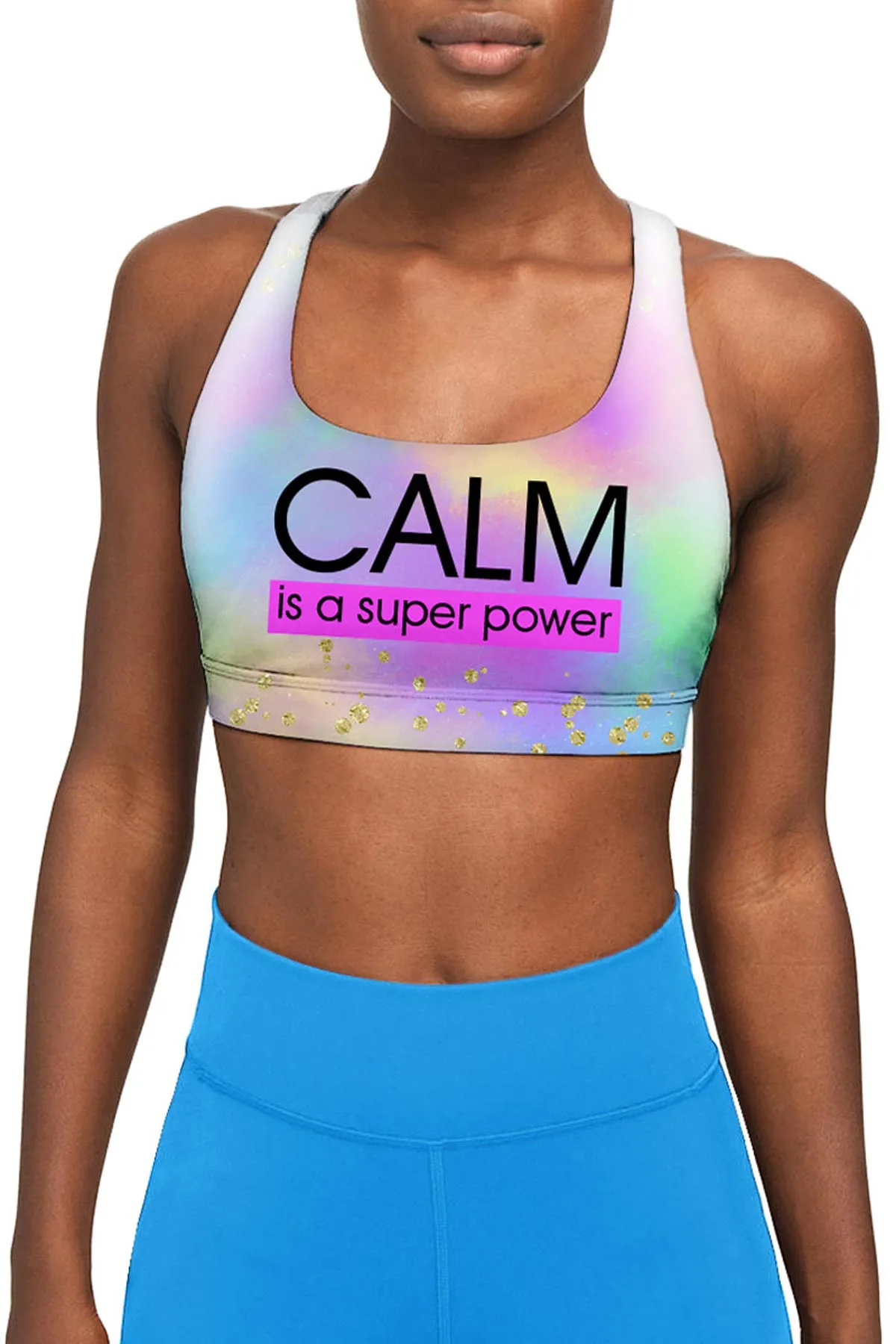 Calm is a Super Power Stella Seamless Racerback Sport Yoga Bra - Women