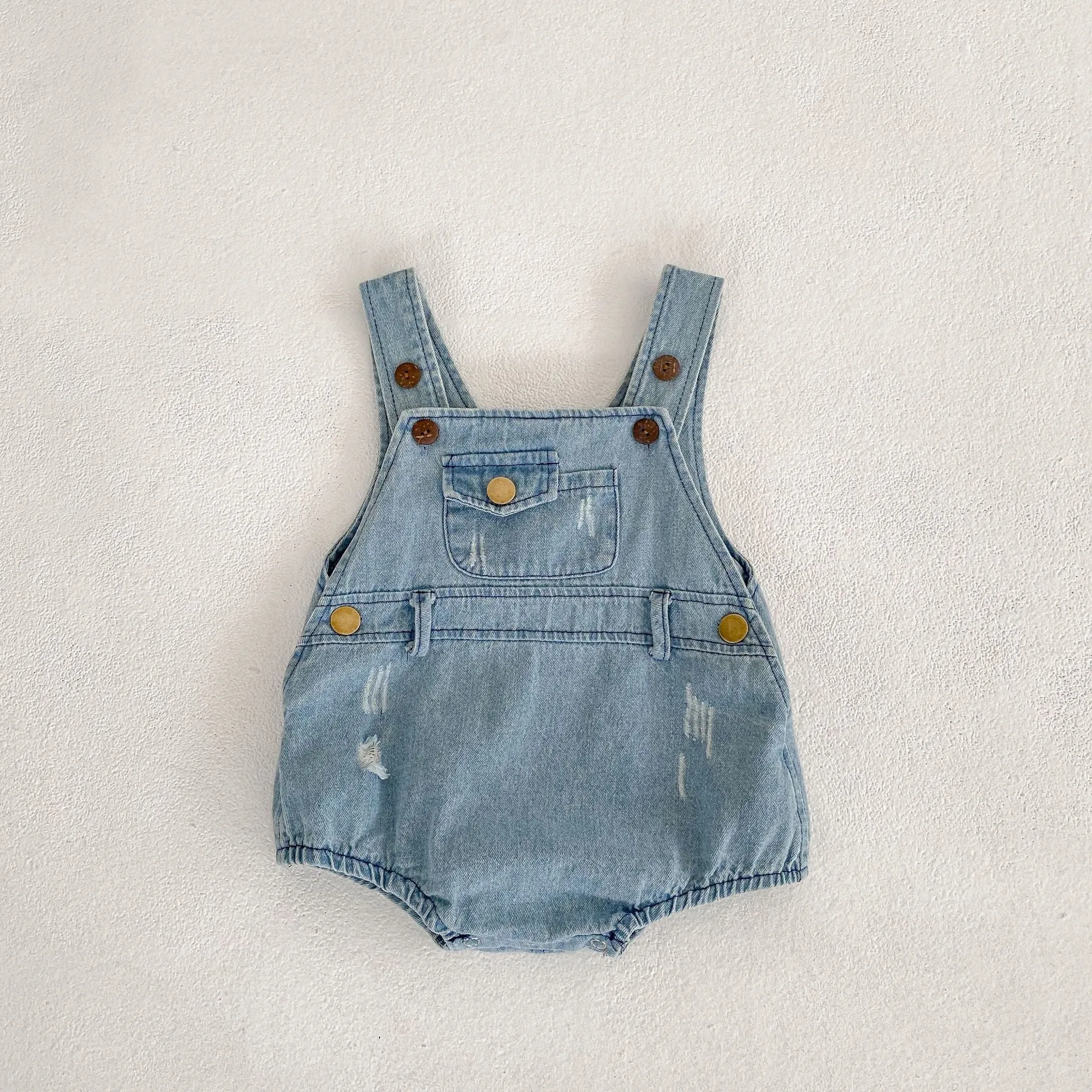 Casual Striped Top & Denim Overalls