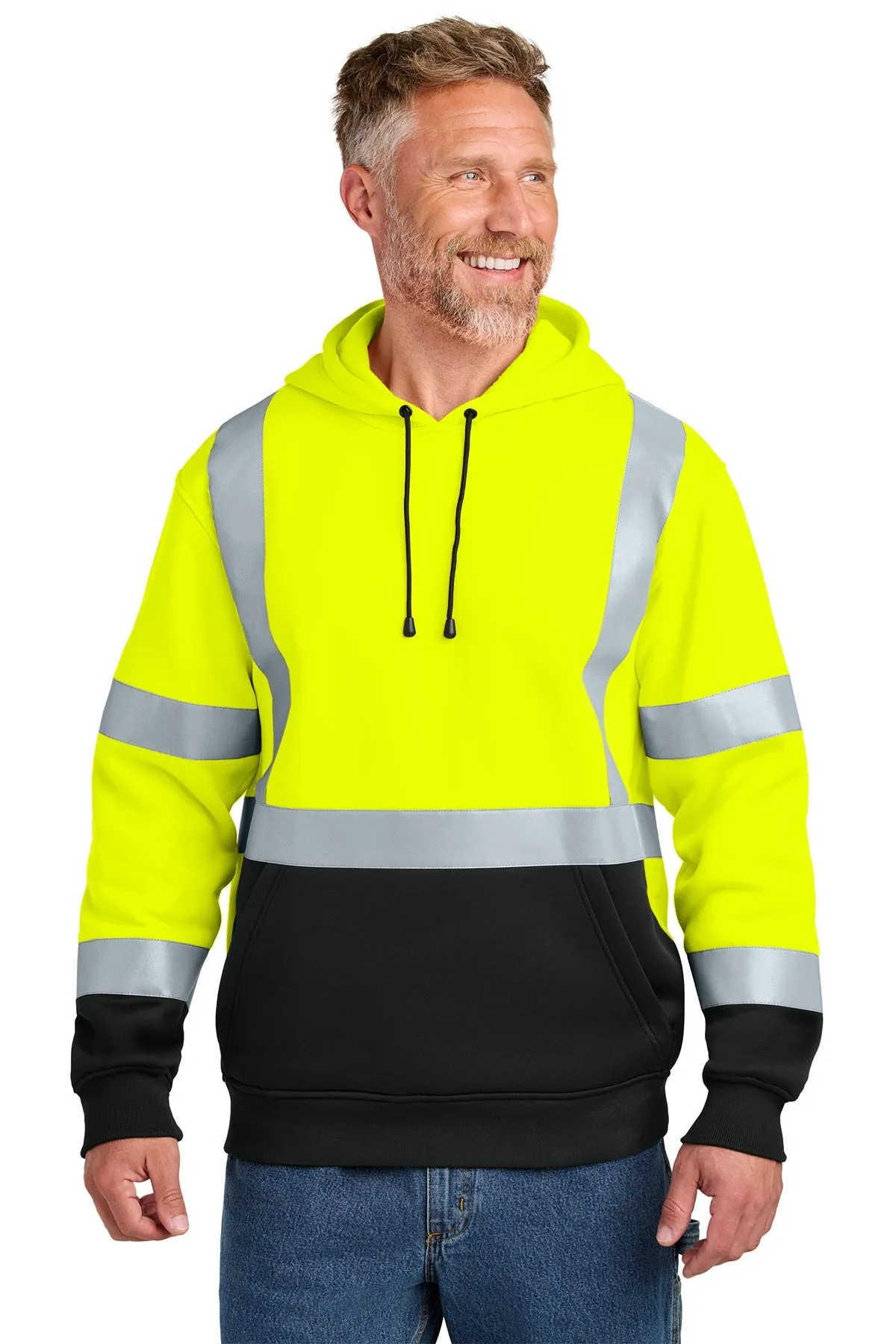 CornerStone ANSI 107 Class 3 Heavy-Duty Fleece Custom Pullover Hoodies, Safety Yellow