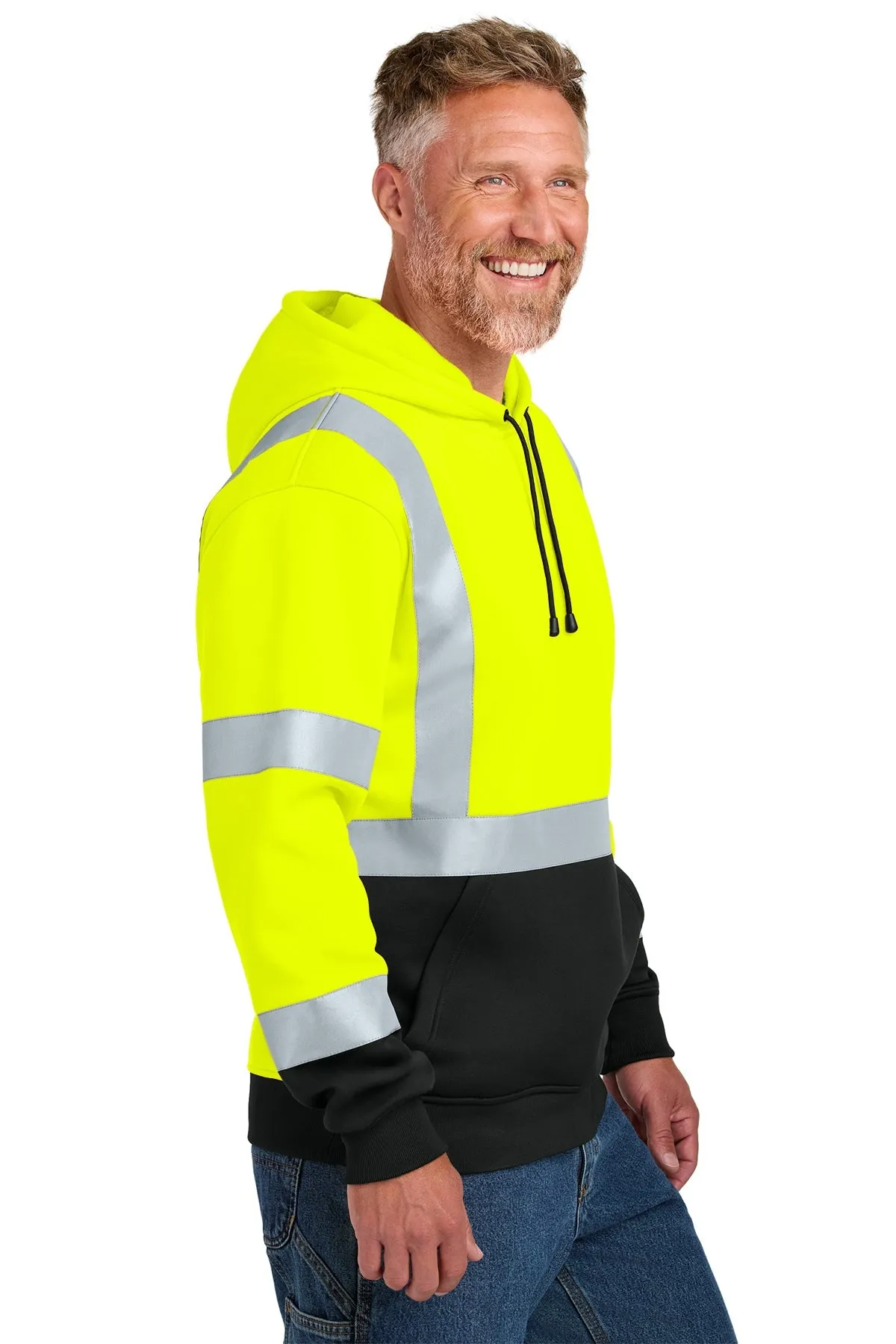 CornerStone ANSI 107 Class 3 Heavy-Duty Fleece Custom Pullover Hoodies, Safety Yellow