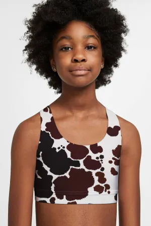 Cowgirl Stella White Brown Printed Seamless Sports Bra Crop Top - Kids