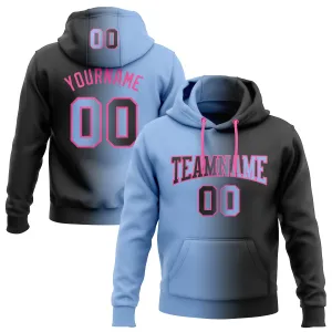 Custom Stitched Black Light Blue-Pink Gradient Fashion Sports Pullover Sweatshirt Hoodie