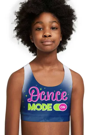 Dance mode ON Stella Blue Seamless Racerback Sport Bra Crop Top - Kids