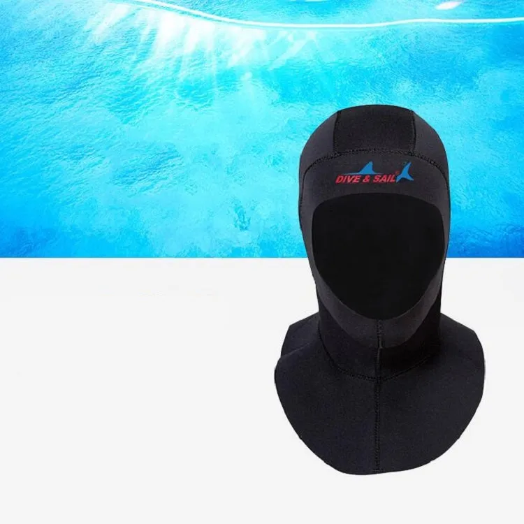 DIVE & SAIL DH-006 3mm Shoulder Warm Diving Cap Surfing Snorkeling Sunscreen Waterproof Diving Headgear, Size: S(Black)