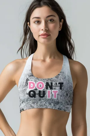 Don't Quit Stella White Black Seamless Racerback Sports Bra - Women