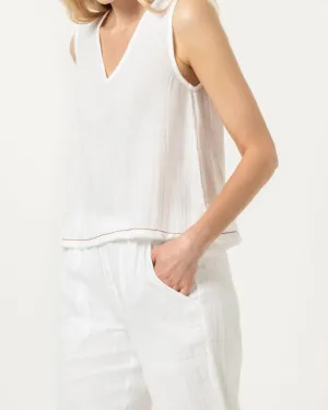 Double Gauze Sleeveless Top in White | White