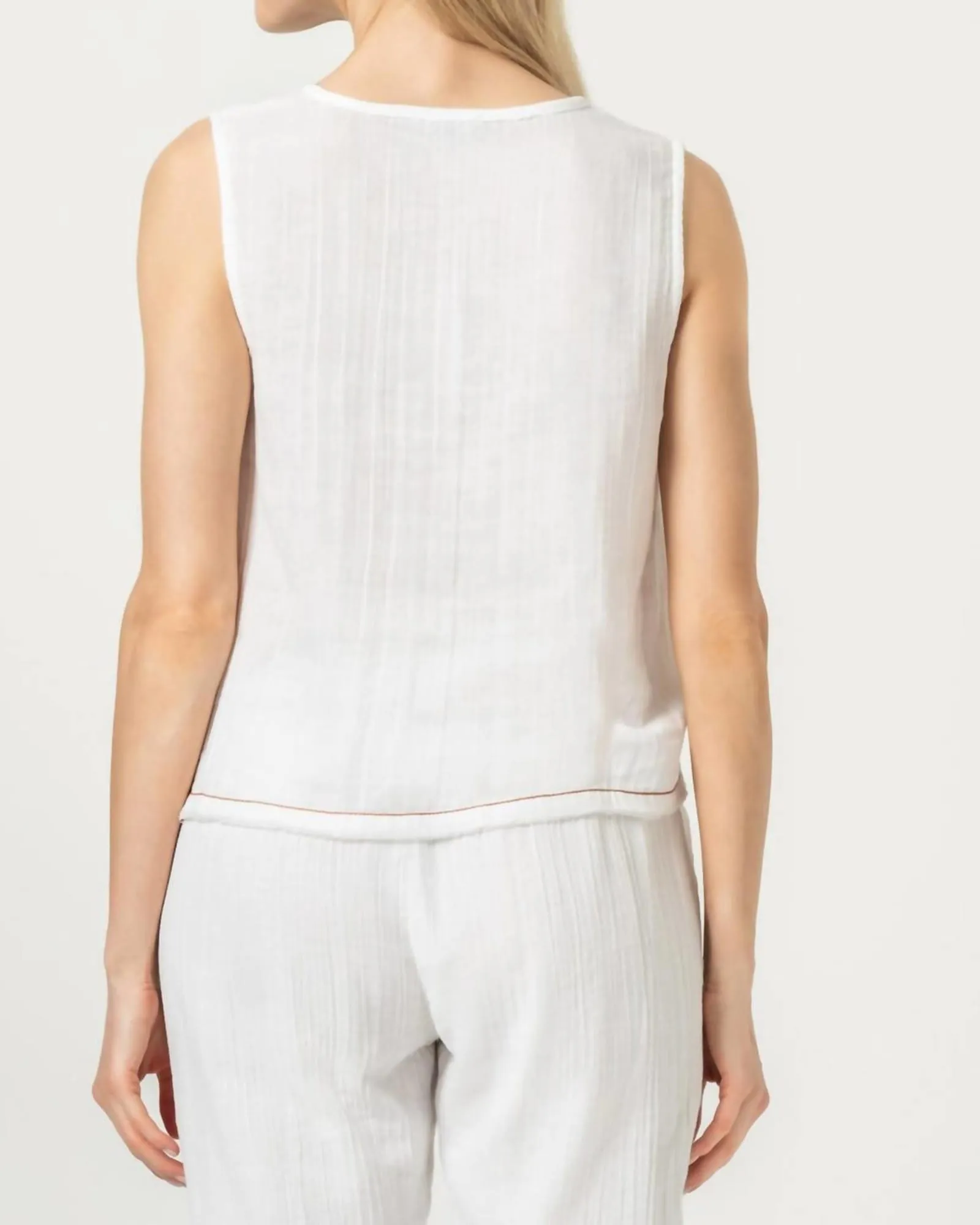 Double Gauze Sleeveless Top in White | White