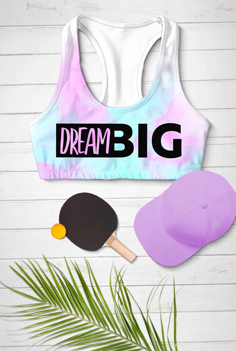 Dream Big Stella Pink & Mint Seamless Racerback Sport Yoga Bra - Women