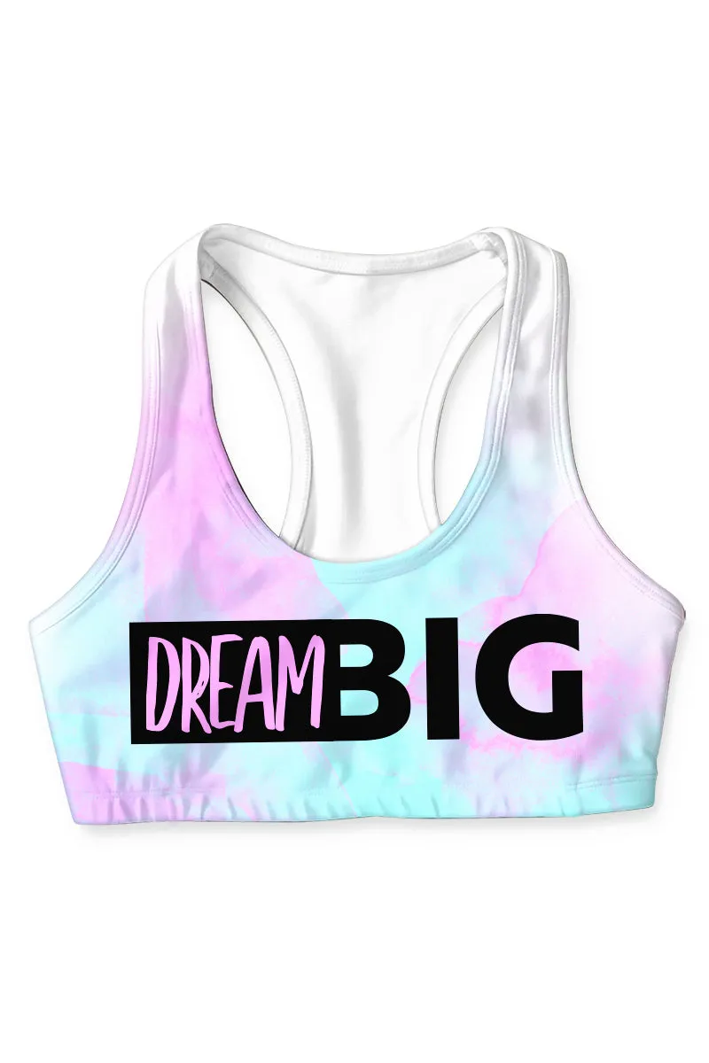 Dream Big Stella Pink & Mint Seamless Racerback Sport Yoga Bra - Women