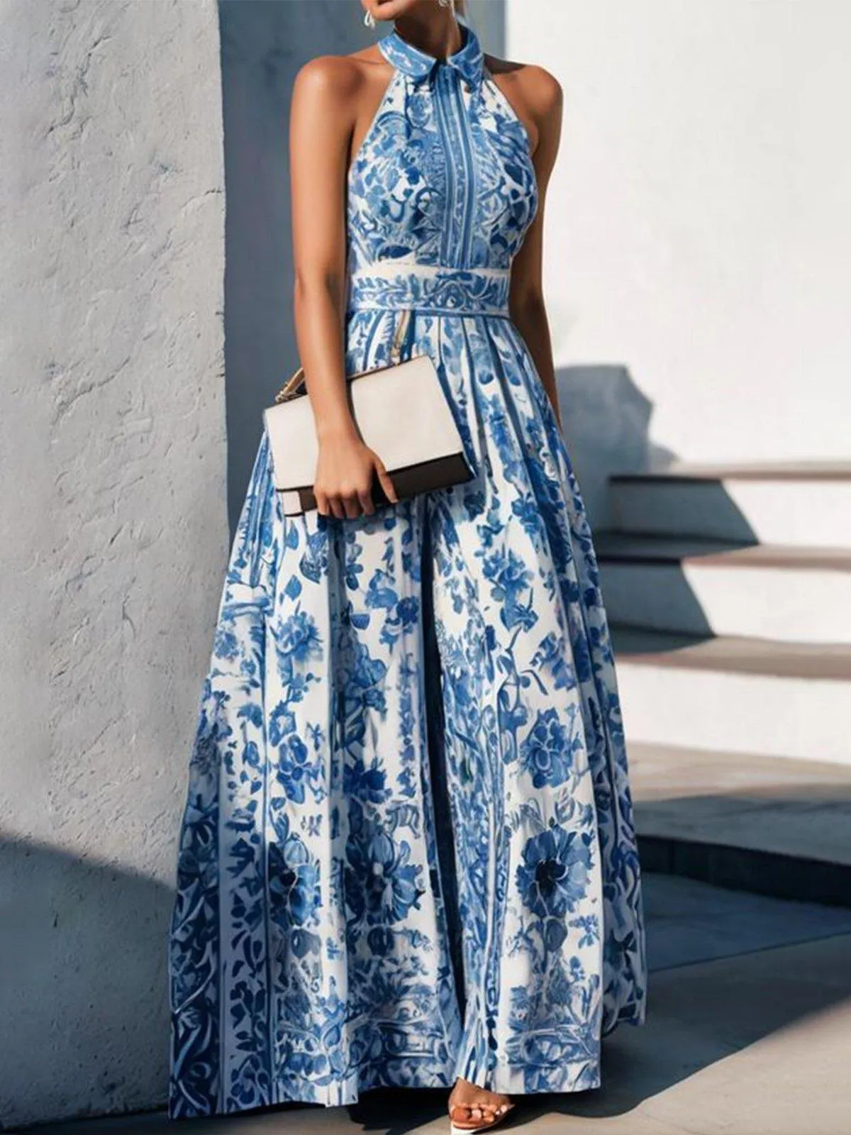 European And American Printed Long Dress