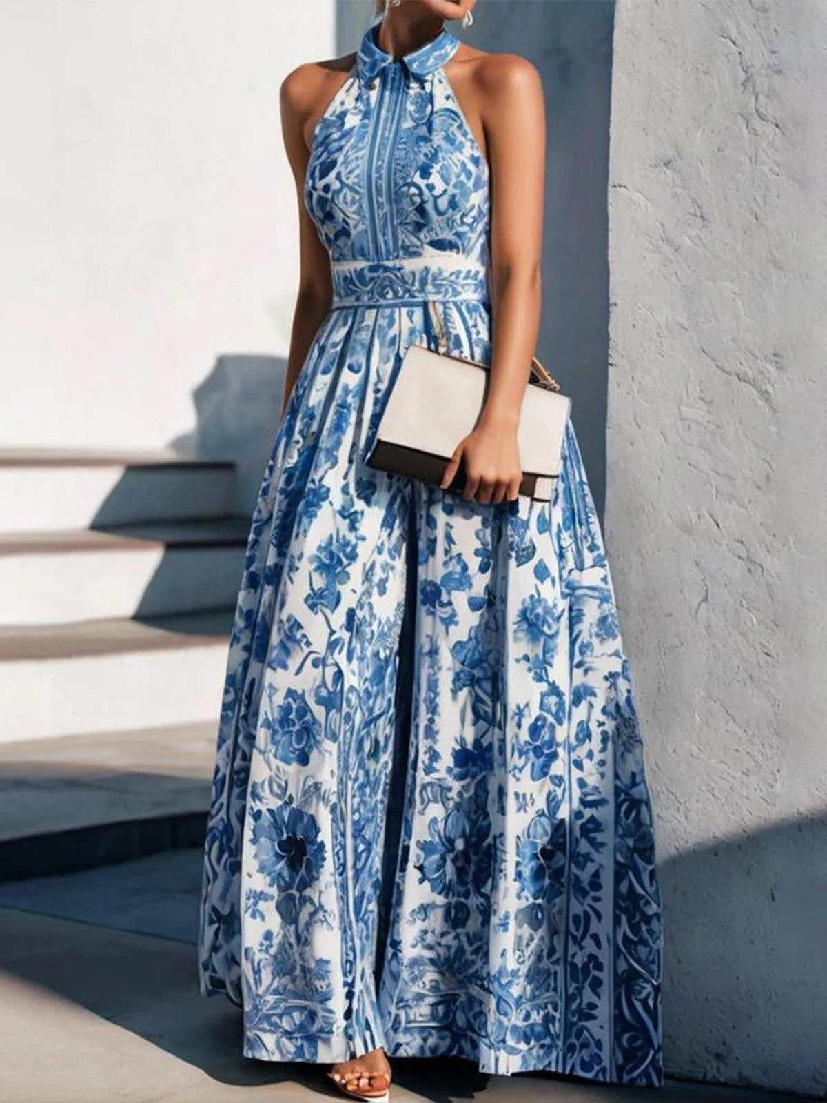 European And American Printed Long Dress