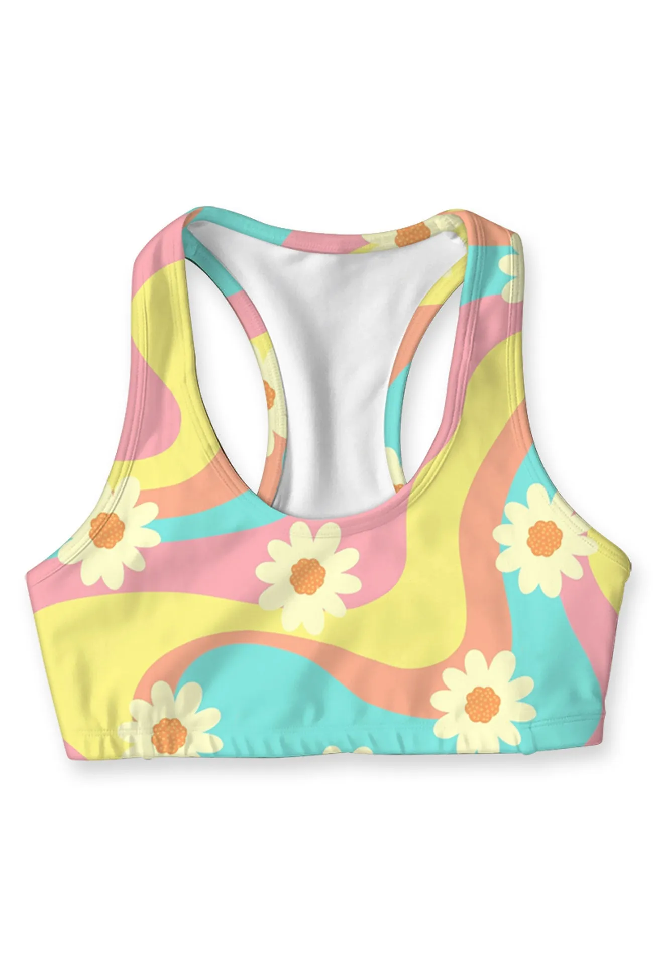 Festival Girl Stella Yellow Printed Seamless Sport Yoga Bra - Women