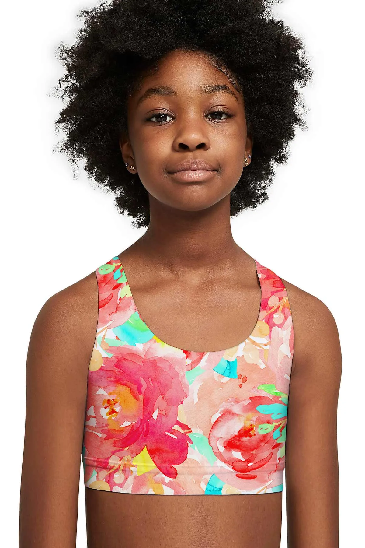 Good Idea Stella Pink Floral Seamless Sports Bra Crop Top - Kids