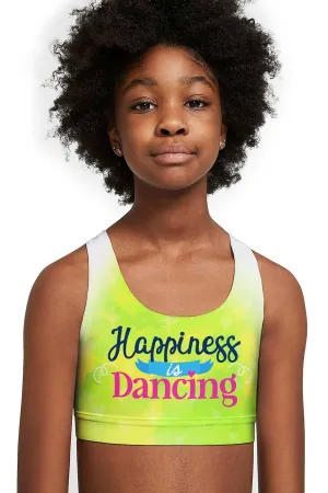 Happiness is Dancing Stella Yellow Seamless Sports Bra Crop Top - Kids