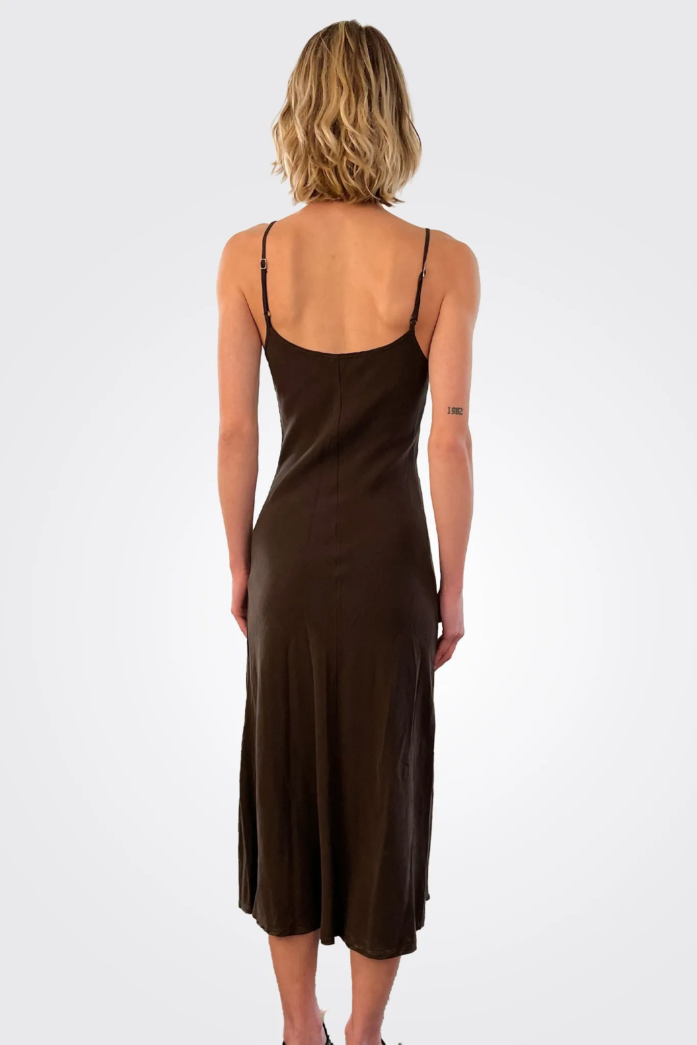 Harlow Bias Cut Slip Dress - Espresso