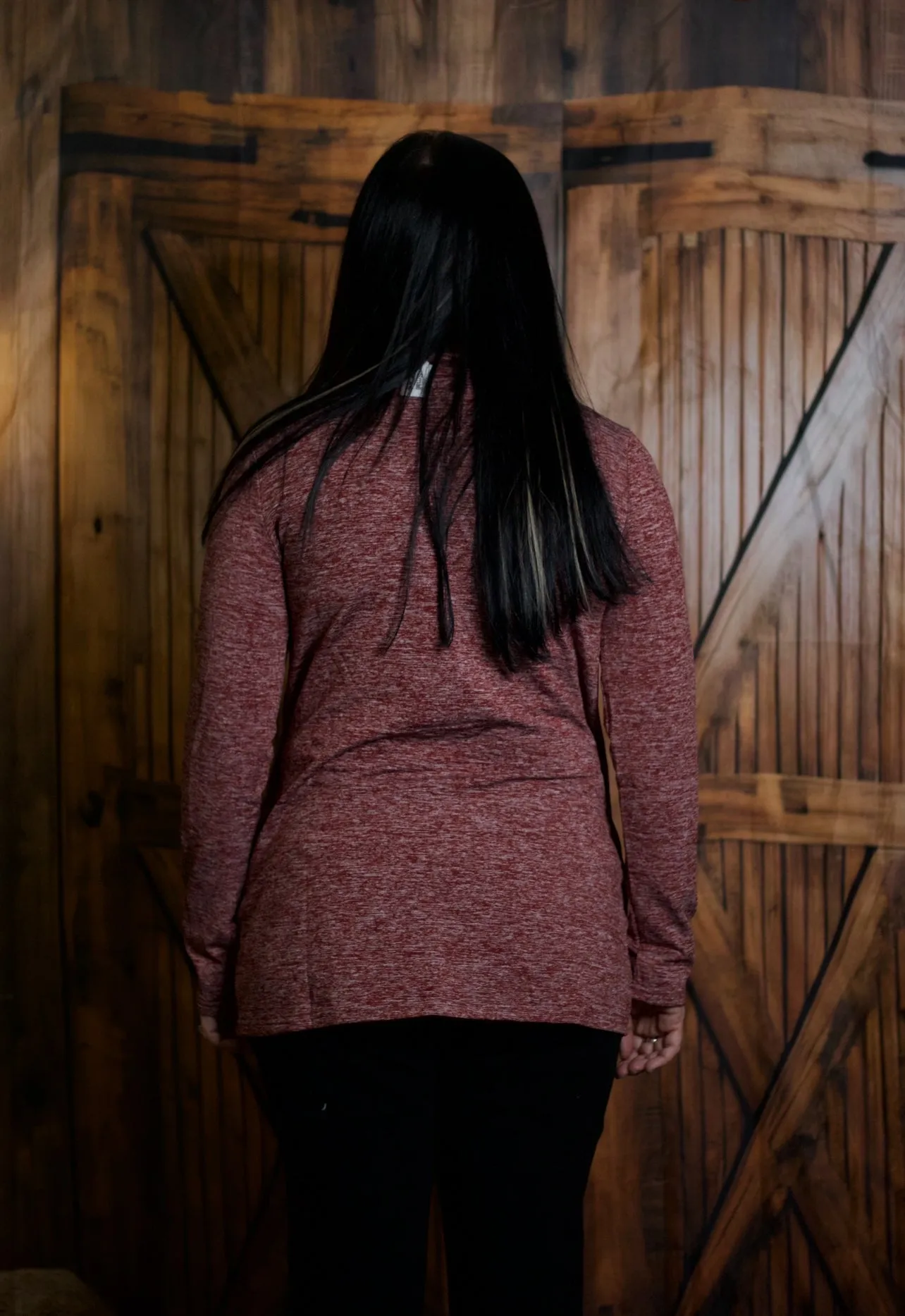 Heather Fiery Red Cozy Cowl Neck Drawstring Sweatshirt