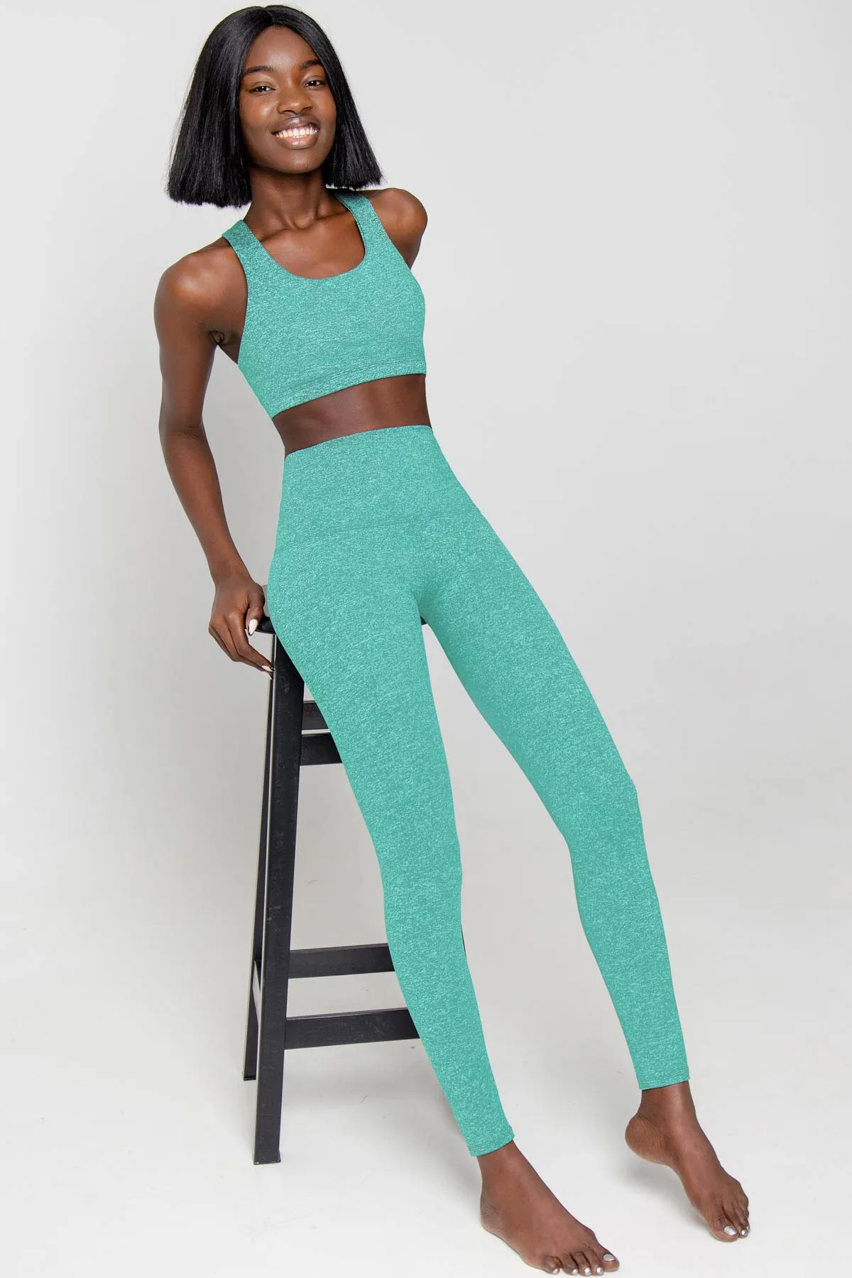 Heather Mint Stella Green UV 50  Seamless Racerback Sports Bra - Women