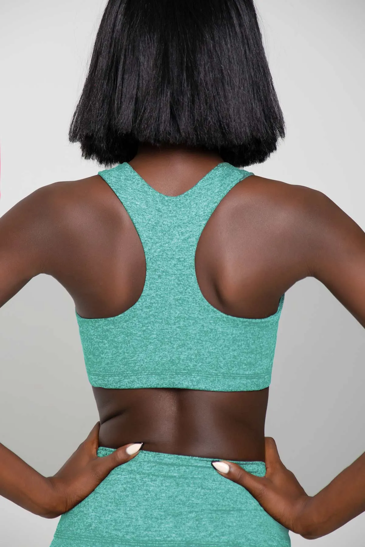 Heather Mint Stella Green UV 50  Seamless Racerback Sports Bra - Women