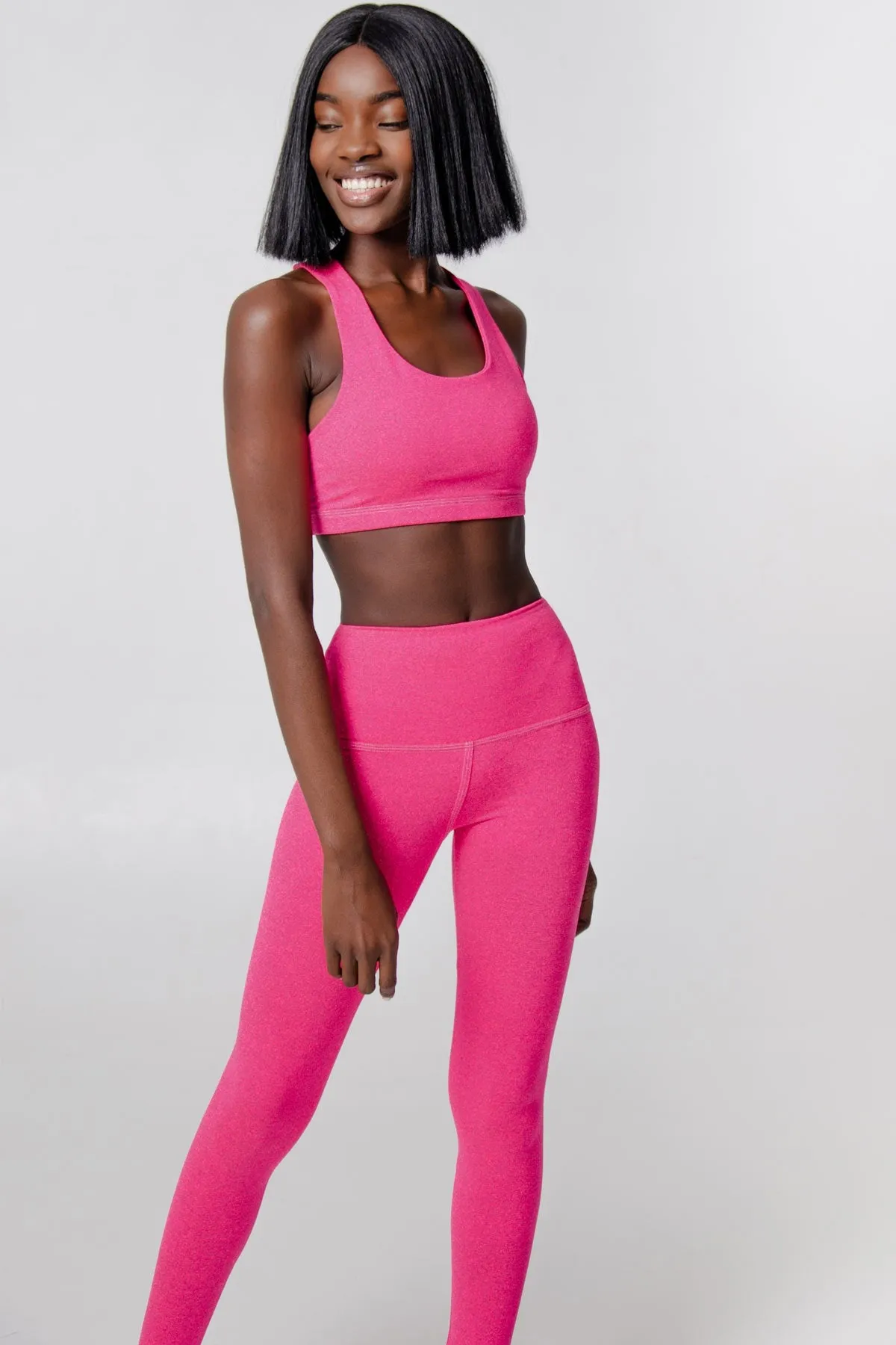 Heather Neon Pink Stella UV 50  Seamless Sport Yoga Bra - Women