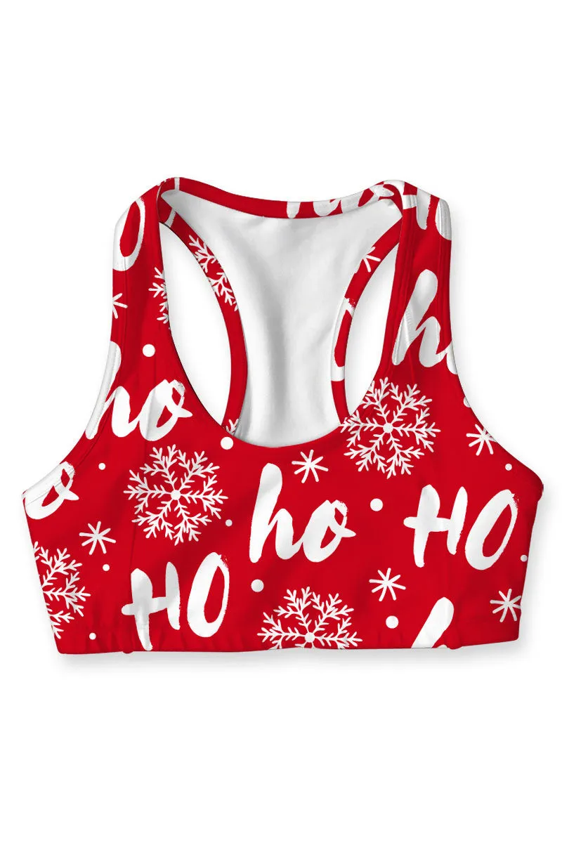 Hohoho Stella Red Printed Seamless Racerback Sport Yoga Bra - Women