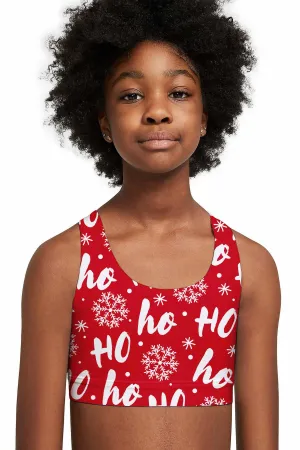 Hohoho Stella Red Winter Seamless Racerback Sports Bra Crop Top - Kids