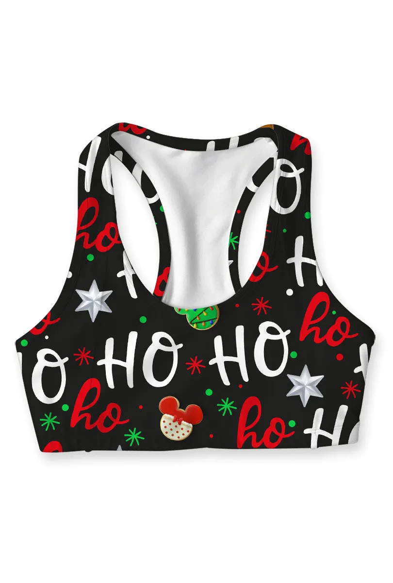 Hohoho Xmas Stella Black Seamless Racerback Sport Yoga Bra - Women