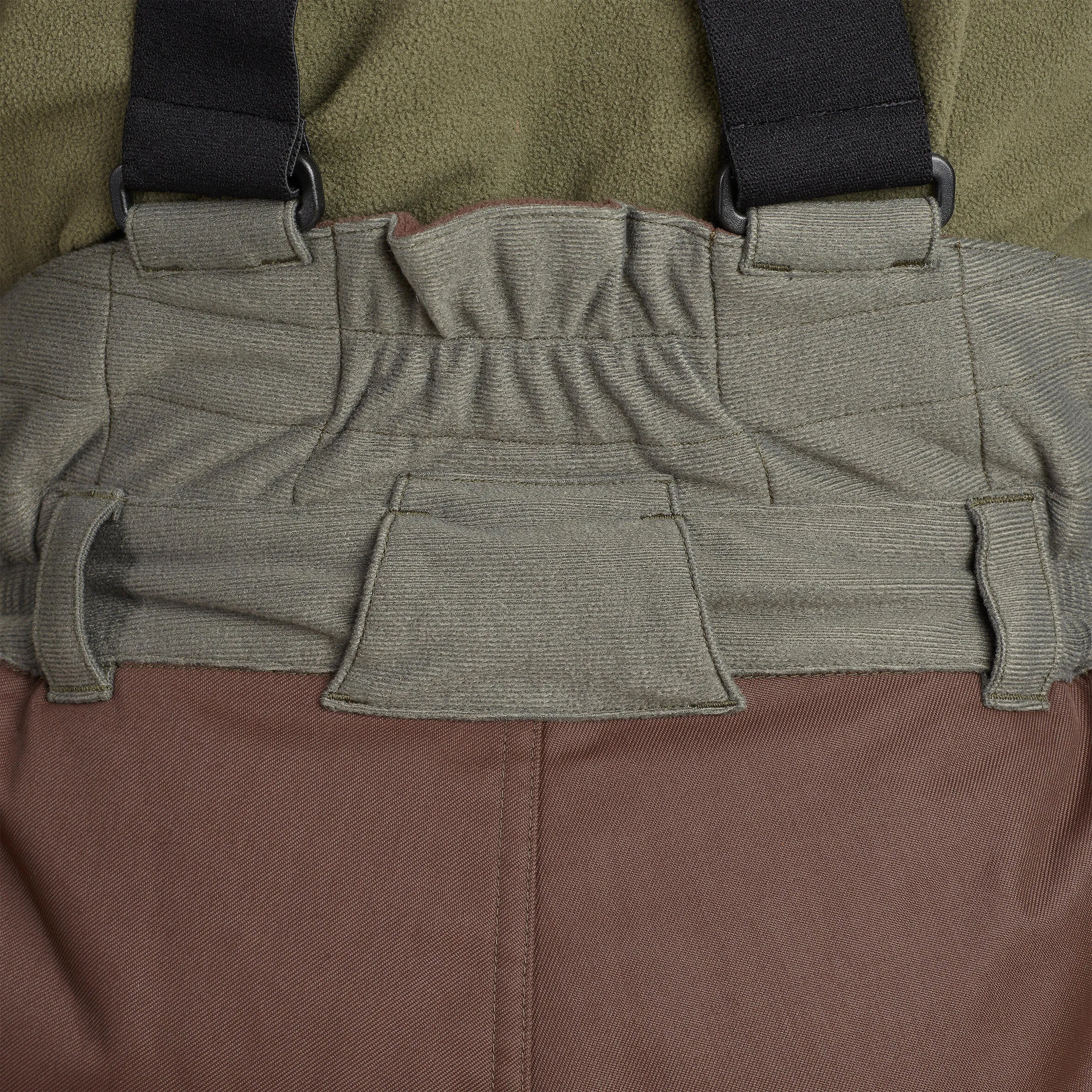 Hunting trousers, bib overalls 100 warm -20 °C green SOLOGNAC, dark green