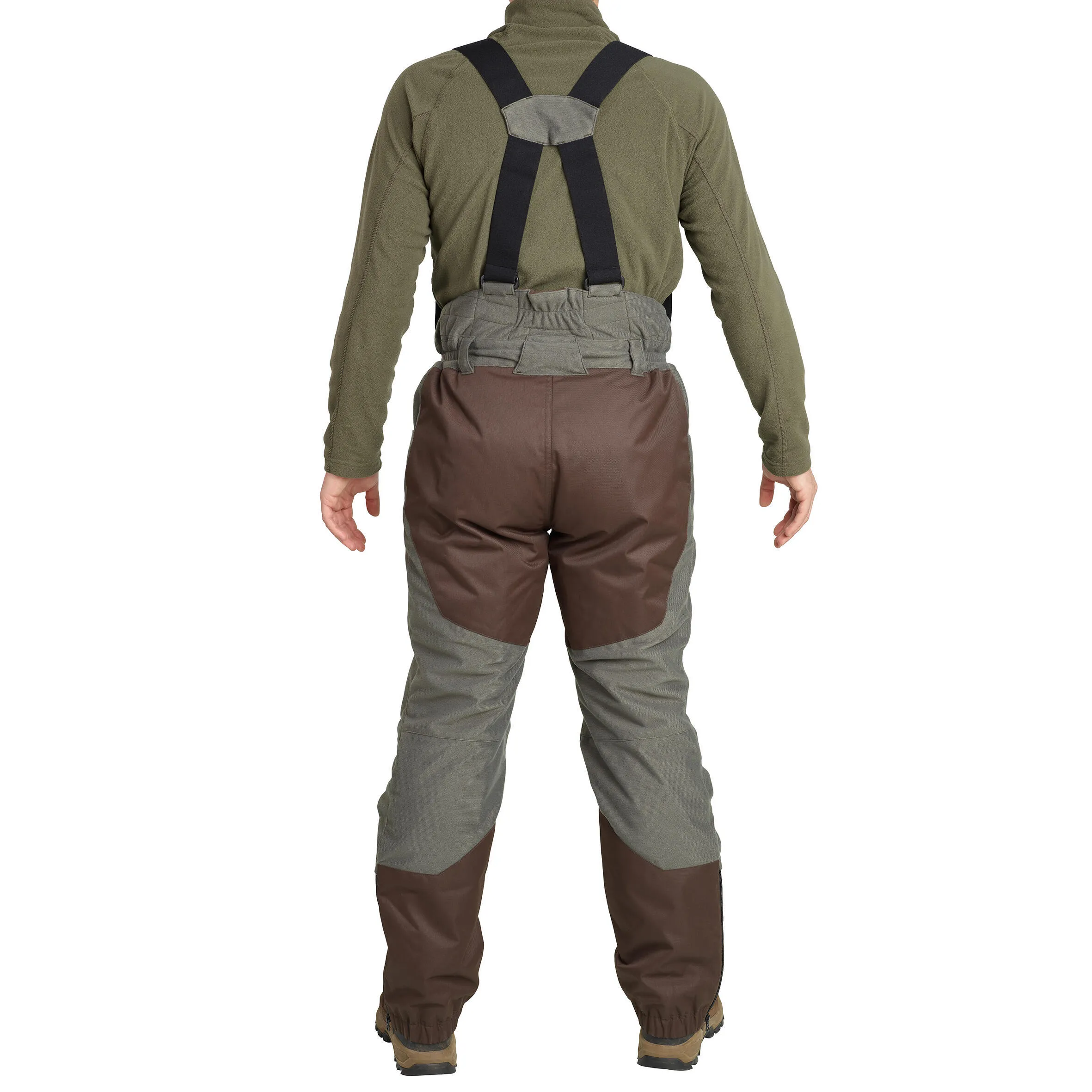 Hunting trousers, bib overalls 100 warm -20 °C green SOLOGNAC, dark green